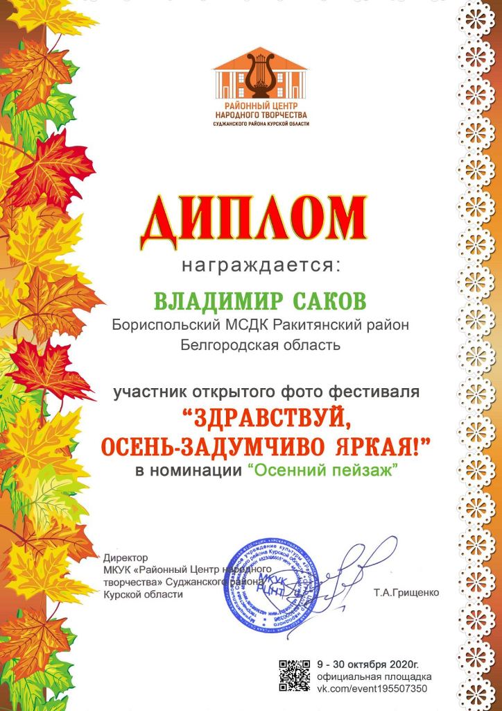 Владимир Саков диплом